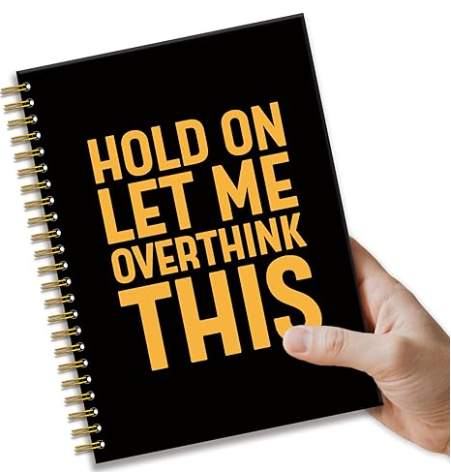 Funny Sarcastic Gold Foil Notebook Gifts, Hold On Let Me Overthink This 160 Blank Pages Hardcover Spiral Notebook, Office Journal for Work, Sarcastic Gag Gifts for Office Coworker Friend