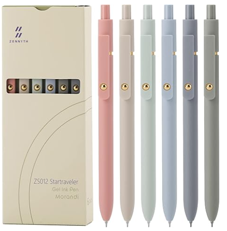 6 Pcs 0.5mm Quick Dry Black Ink Pens Fine Point Smooth Writing Pens, Cute Office School Supplies Gifts for Women